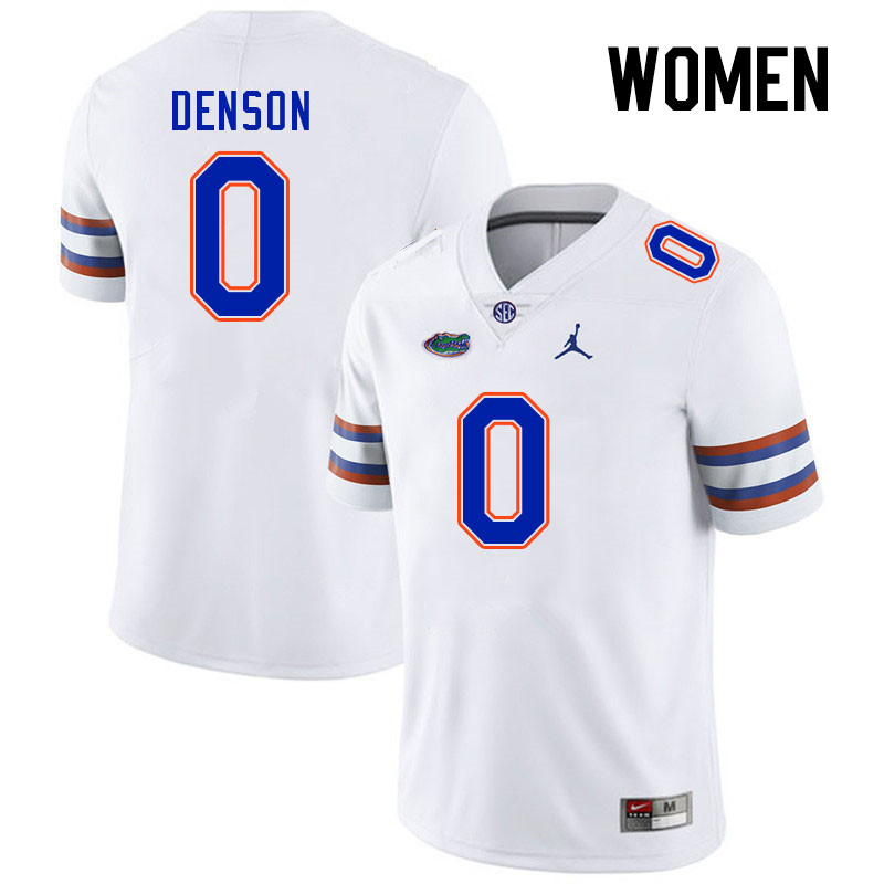 Women #0 Sharif Denson Florida Gators College Football Jerseys Stitched-White
